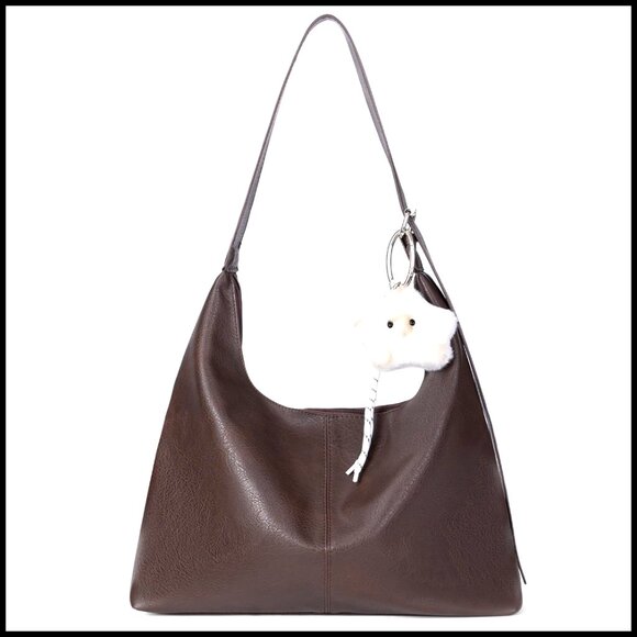 Slouchy Vegan Leather Hobo Tote Adjustable Crossbody Work Travel Purse